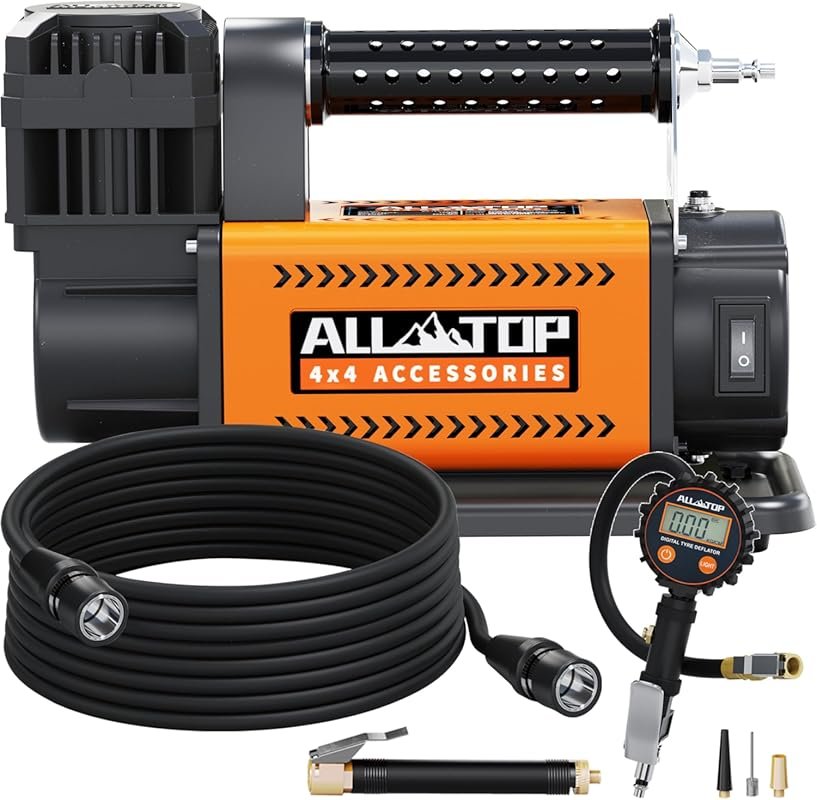 ALL-TOP 12V Portable Air Compressor with Digital Gauge and 150 PSI for