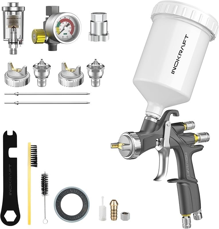 InoKraft D1 LVLP Air Spray Gun Kit with Three Nozzle Sizes for Automot