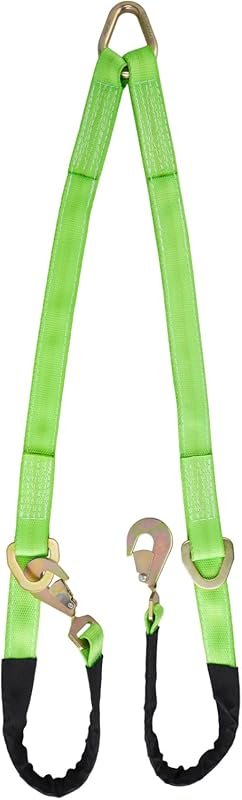 V-Bridle Tow Strap with Snap Hooks and Axle Strap: 2x4 Foot and 4700 l