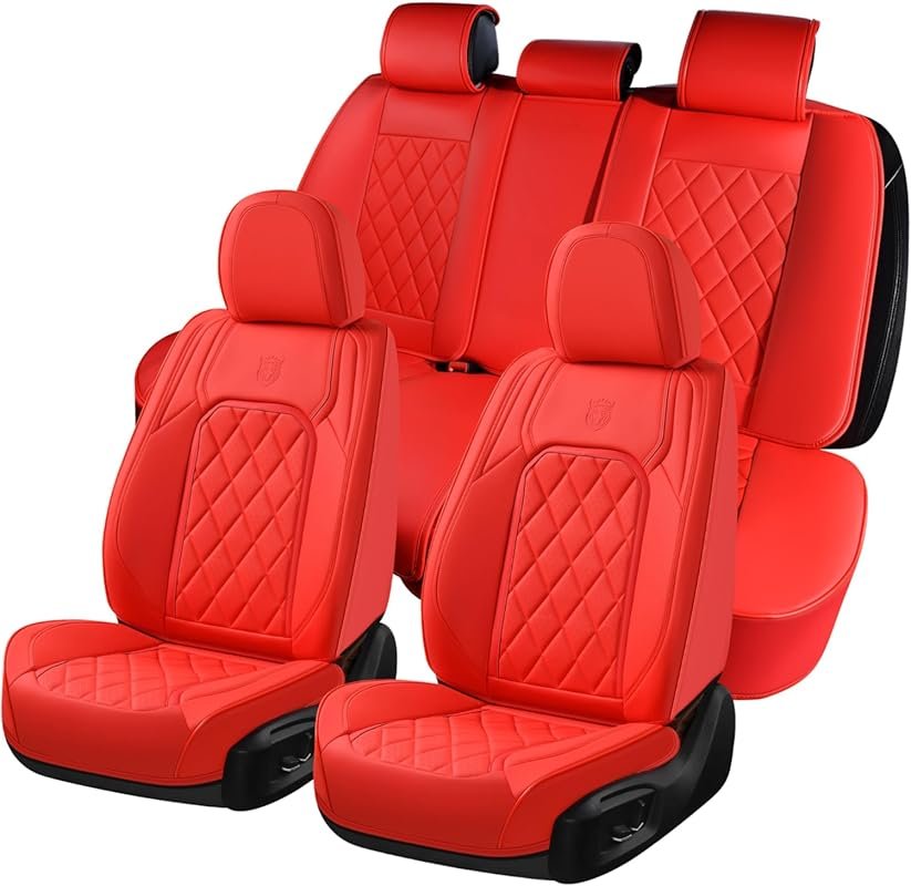Coverado Car Seat Covers: Full Set Universal 5-Seat Luxury Faux Leathe