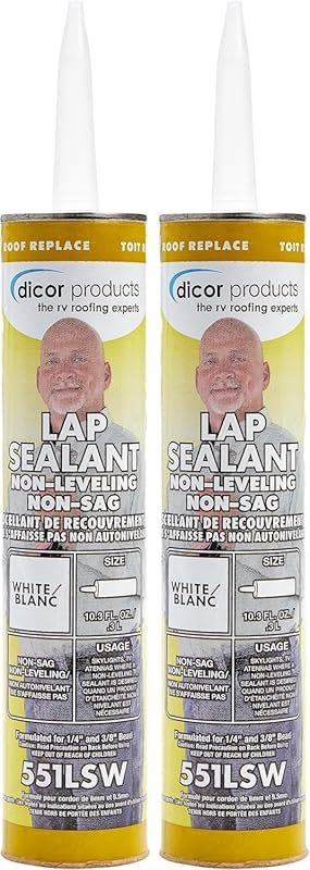 Dicor 551LSW-1 Non-Sag Roof Lap Sealant White 10.3 oz Tube for RV Moto