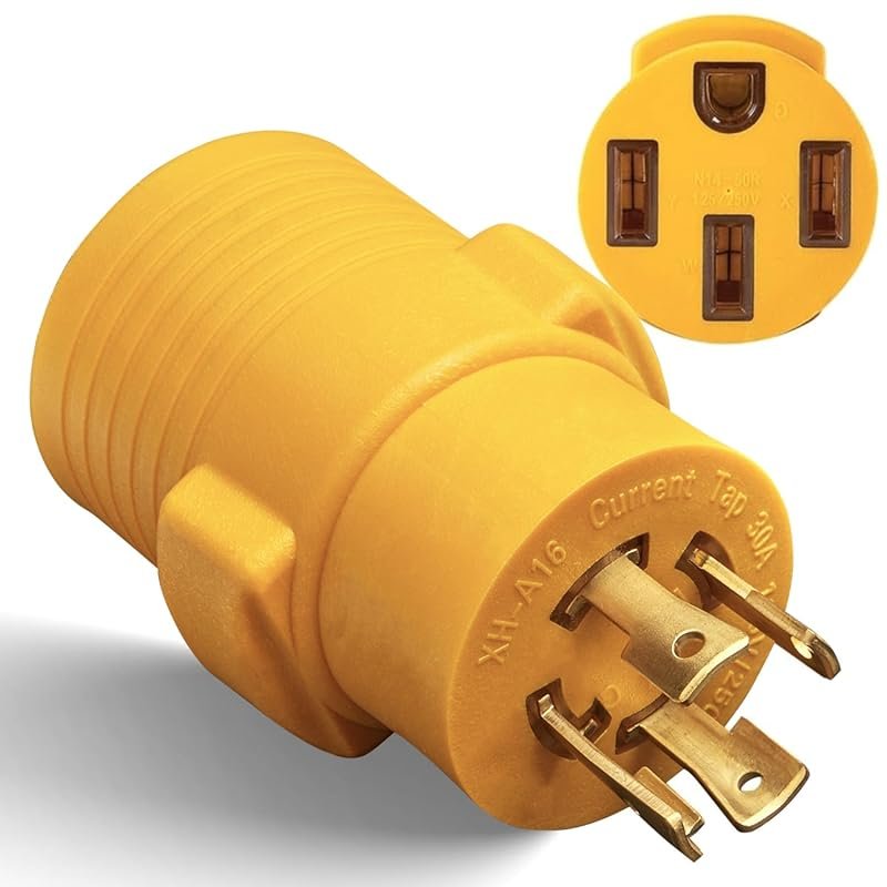 MECMO 30 Amp to 50 Amp RV Generator Adapter with 4-Prong Twist Lock Pl