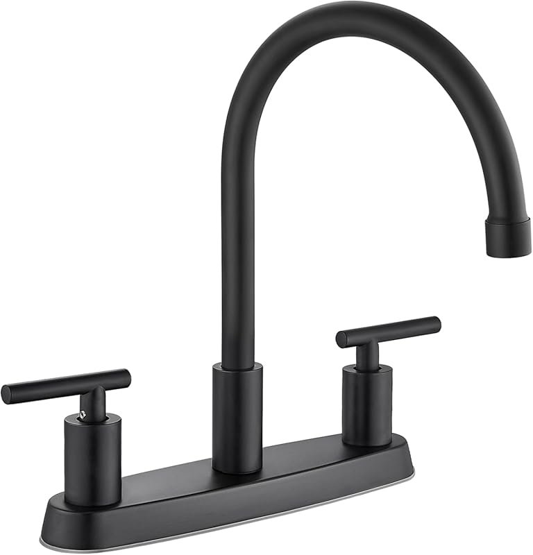 High Arc RV Kitchen Faucet with 360 Degree Rotating Spout, Two Handles