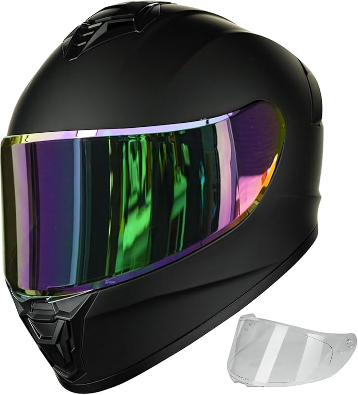 Full Face Motorcycle Helmet for Adults, Lightweight with Extra Clear V