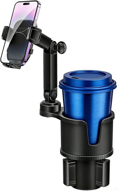 Adjustable Cup Holder Phone Cradle for SUVs and Trucks – Fits 2.5-4