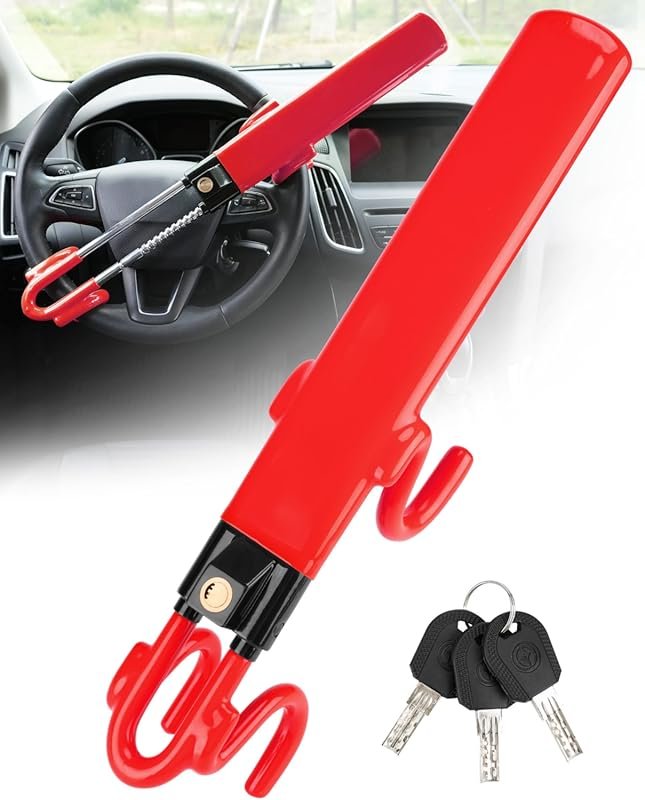 Tevlaphee Heavy Duty Adjustable Anti-Theft Steering Wheel Lock for Var