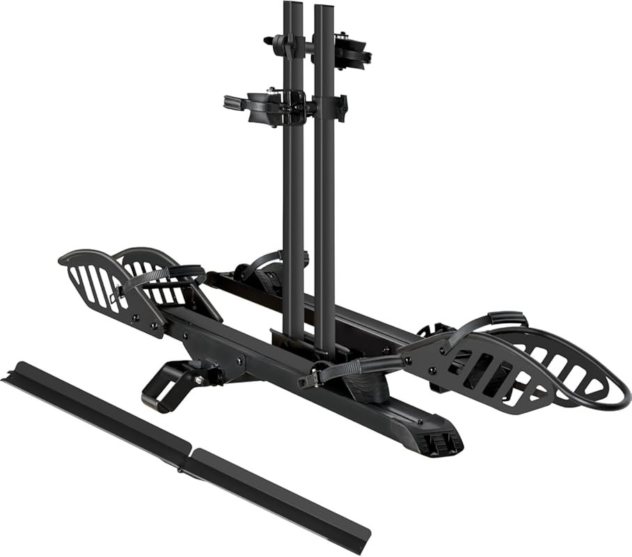 E-Bike Rack with Ramp for 2 Bikes: 200 lb Capacity Foldable Hitch Plat