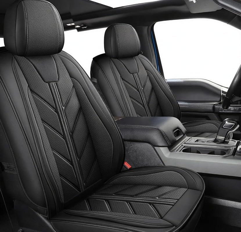 Faux Leather Front Seat Covers for 2009-2025 Ford F-150 Crew Cab, Wate