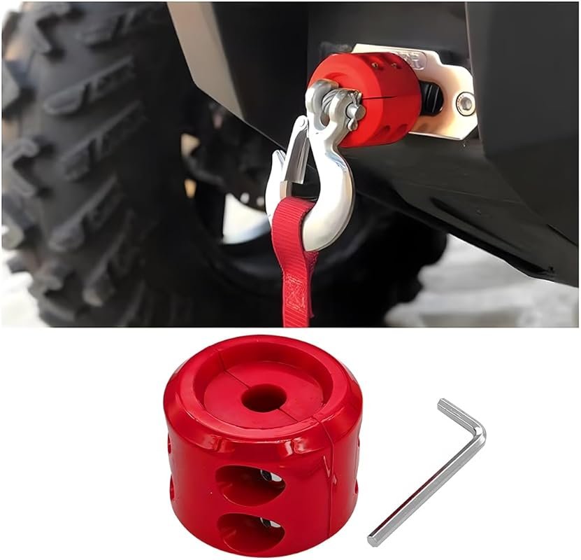 Red Car Rubber Winch Stopper for ATV UTV Truck, Protects Synthetic Rop