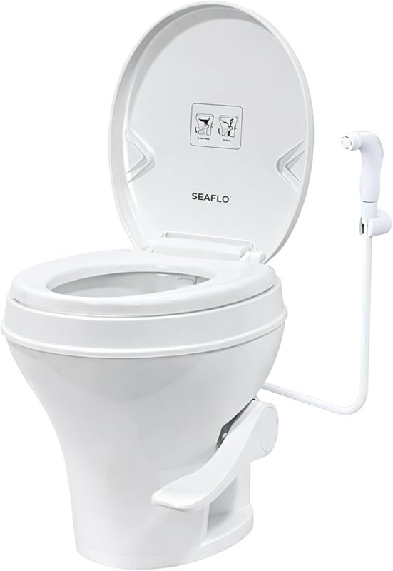 SEAFLO Residential Height RV Toilet for Campers with Gravity Flush and