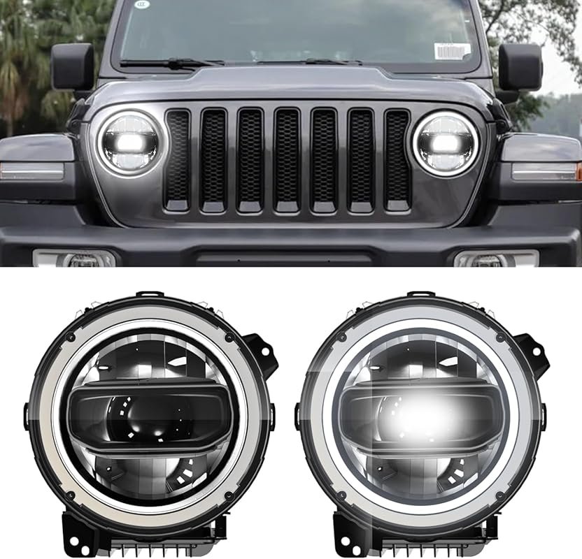 LED Headlights for Jeep Wrangler JL with Anti-Flicker High Low Beam an