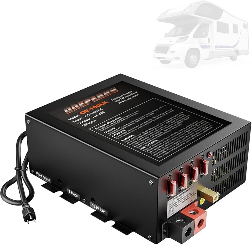 WF-9855 55 Amp RV Power Converter Compatible with Lead-Acid Batteries 
