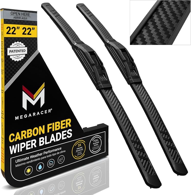 Silicone Carbon Fiber Wiper Blades 22 and 22 for All-Season Quiet and Streak-Free Cleaning