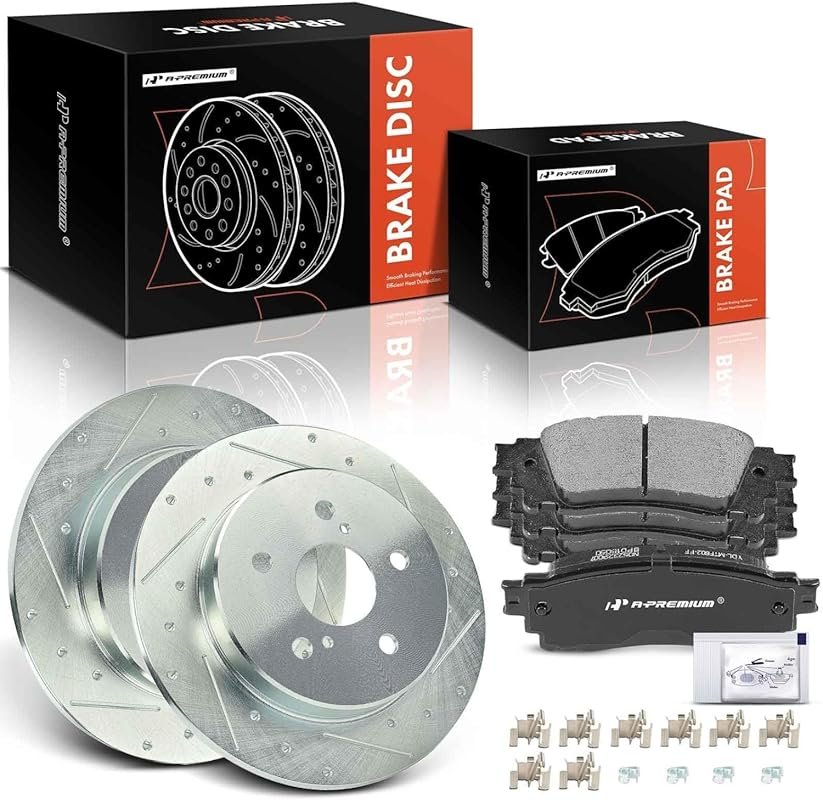 A-Premium 12.01-inch Front Drilled Slotted Brake Rotors & Ceramic Pads