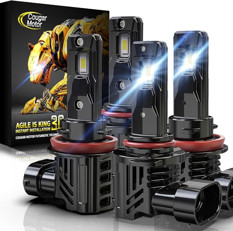 Cougar Motor 9005 H11 Bulbs, HB3 H8 H9 Fog Light Combo – 6500K Plug-N-