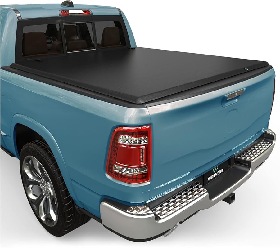 AUTOSAVER88 Soft Quad-fold Tonneau Cover for Dodge Ram 1500 and Ram 25