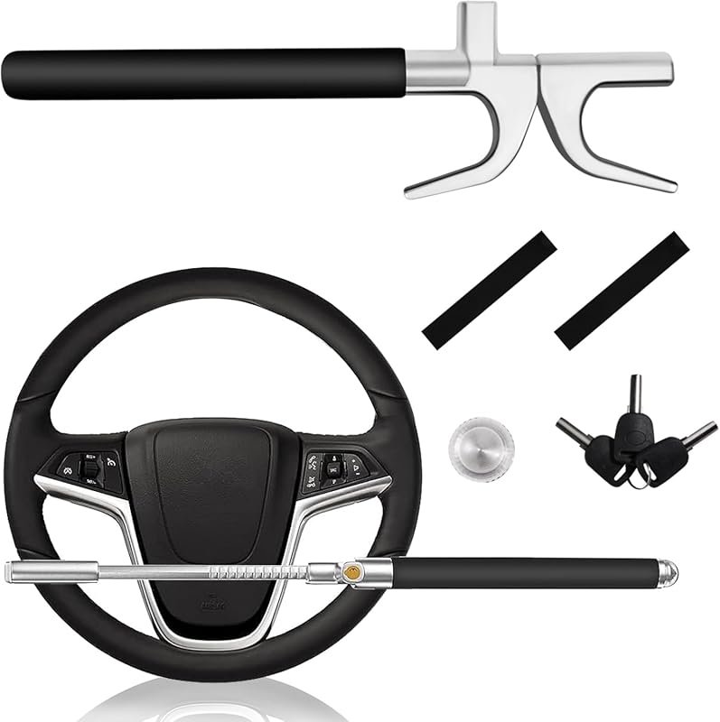 Universal Retractable Steering Wheel Lock with Adjustable Anti-Theft a