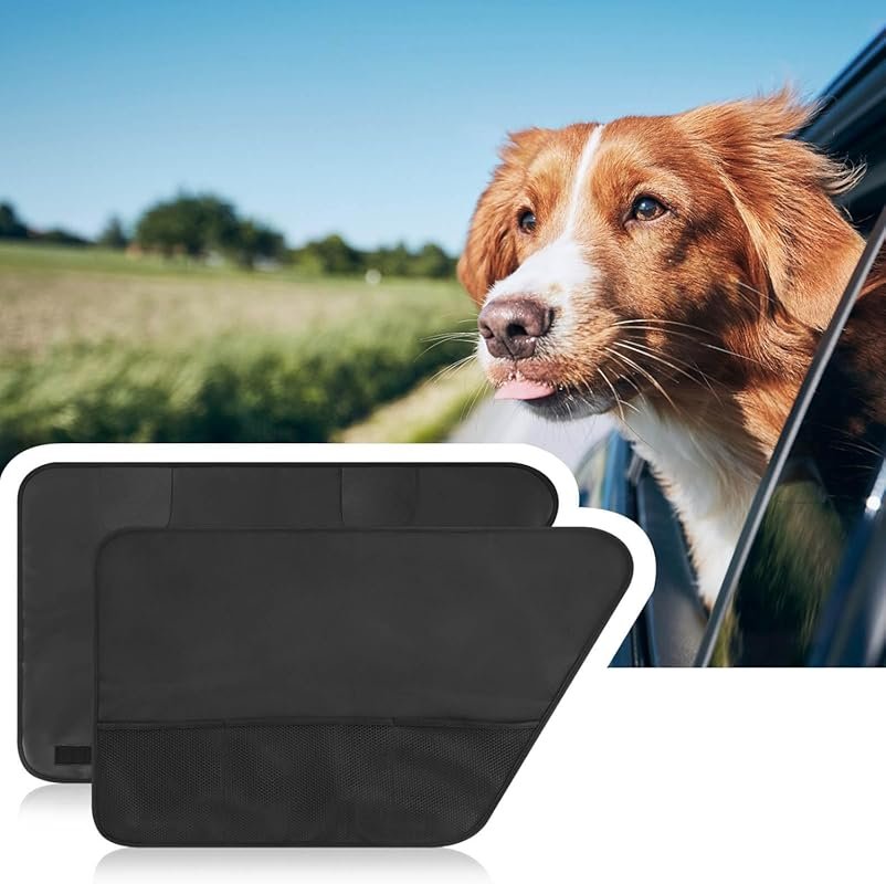 2PCS Car Door Protector for Dogs,Waterproof, Anti-Scratch, with Mesh Pockets