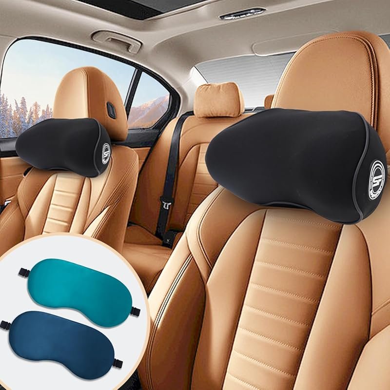 2 Pack - Car Headrest Pillow for Neck Support, 100% Memory Foam Car Ne