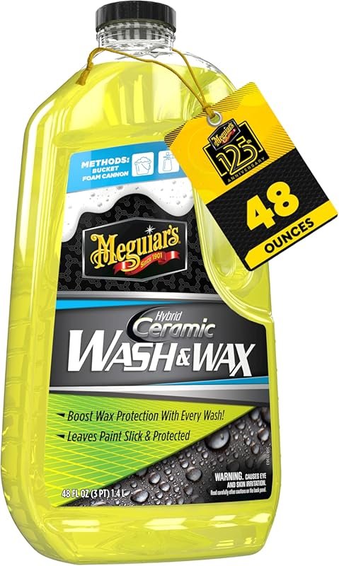 Meguiar's Hybrid Ceramic Wash & Wax for Shine, Slickness, and Extreme Water Beading Protection