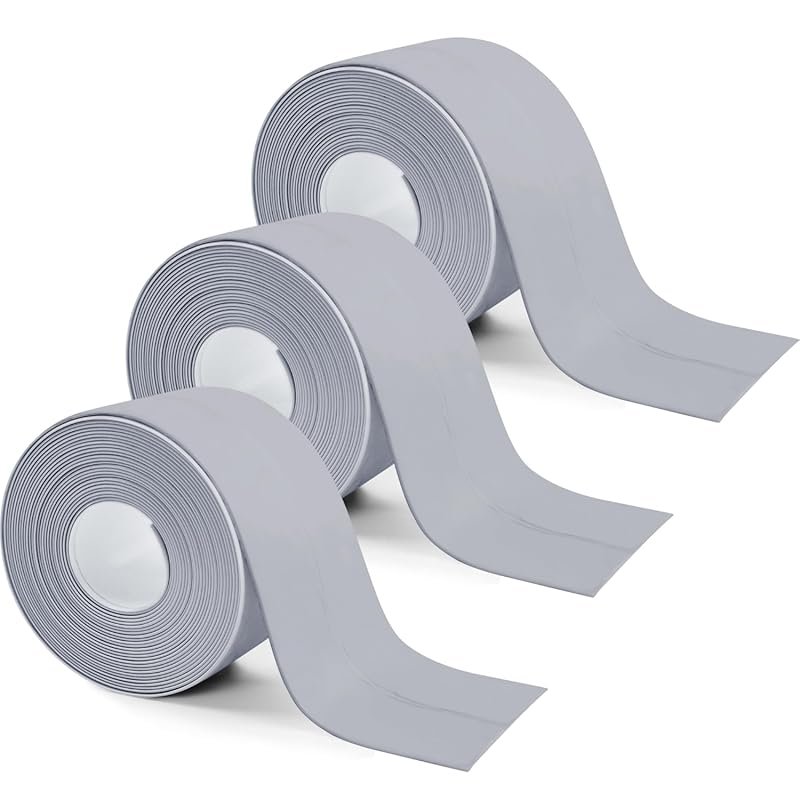Grey self-adhesive caulk tape for bathroom showers and bathtubs, 1.5 i