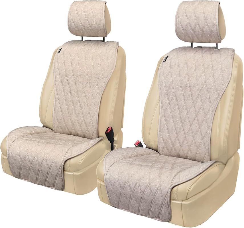 2pcs Sideless Car Seat Covers for All Seasons - Breathable Front Seats