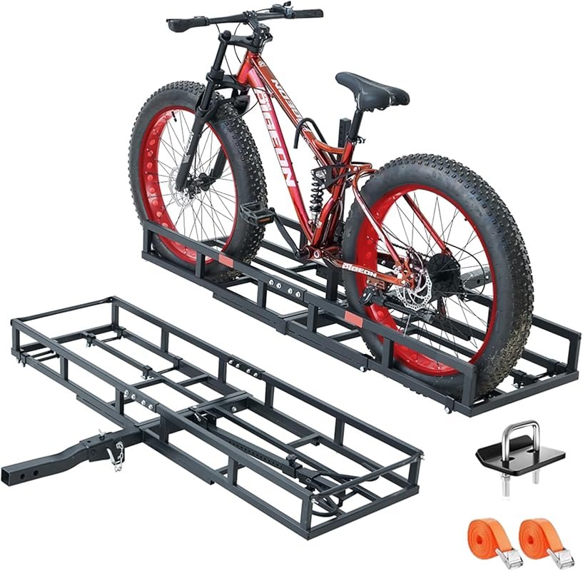 Heavy-Duty Hitch-Mount Bike Rack: Designed for two electric fat-tire m