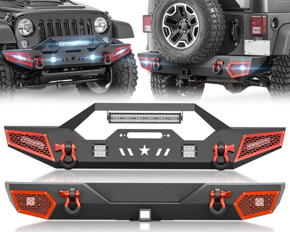 Front and Rear Bumpers for Jeep Wrangler JK JKU 2007-2018 with Winch P