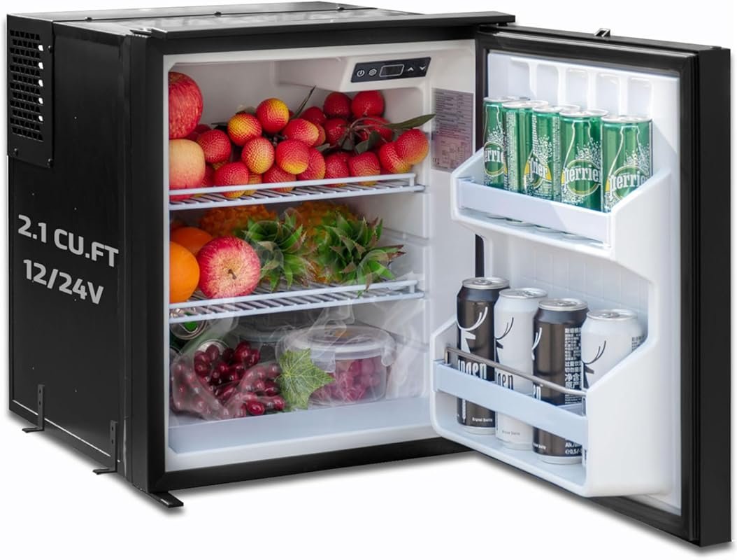 12V RV Refrigerator, 2.1 Cu.Ft RV Fridge, 12/24V Camper Refrigerators 