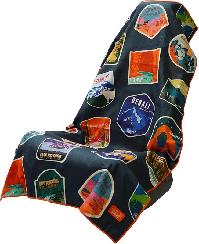 Athletic running towel with car seat cover – full-sized microfiber for