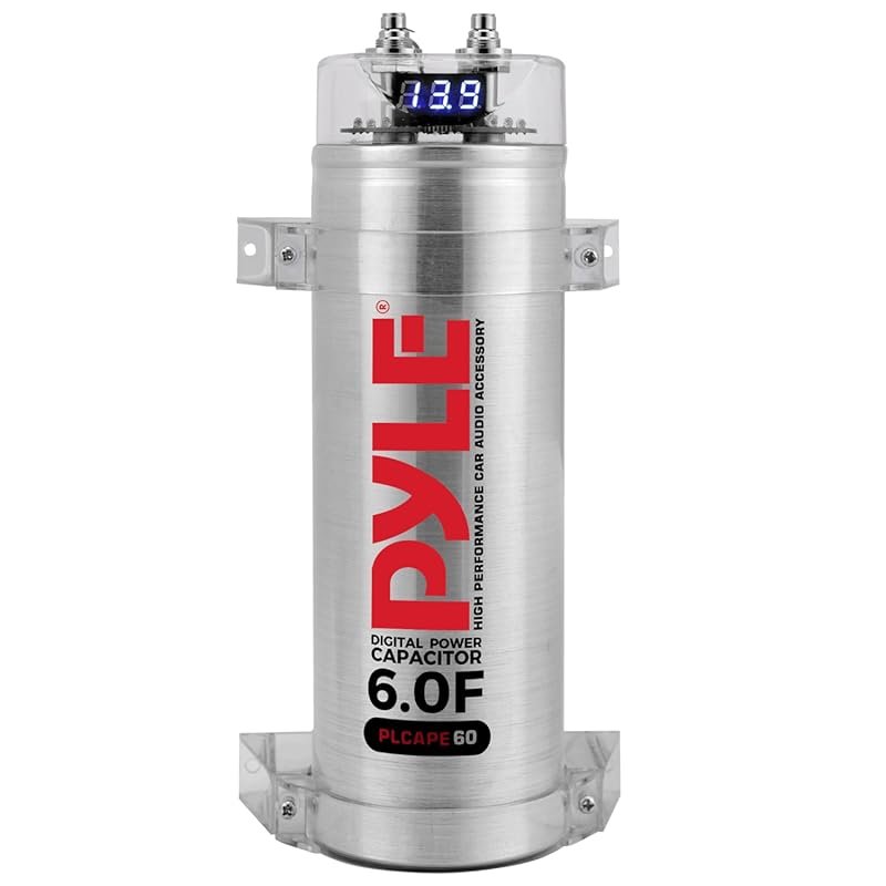 Pyle 6.0 Farad Digital Power Capacitor with Blue Digital Display and O
