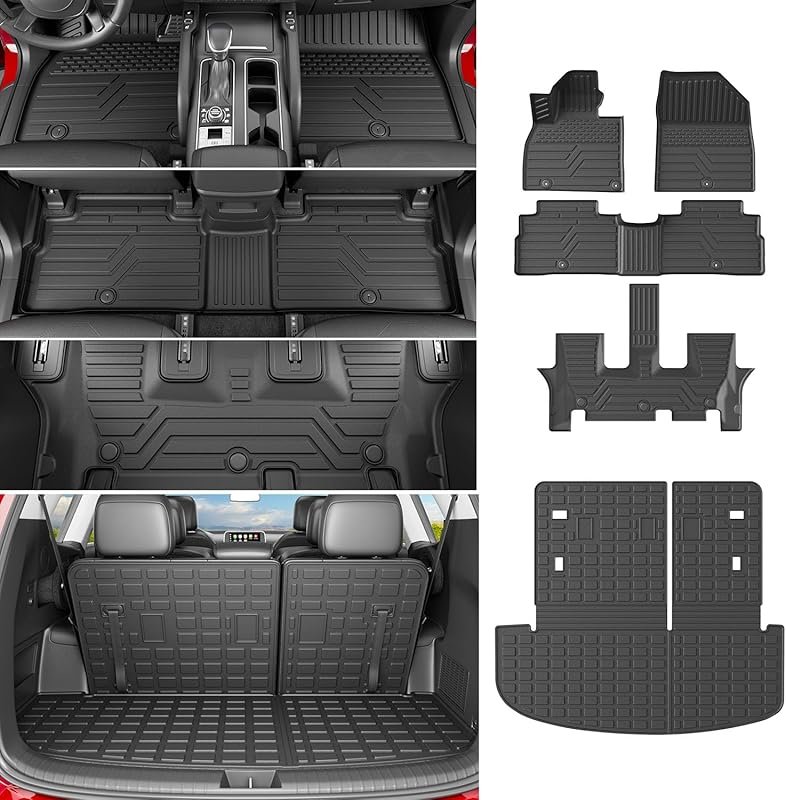 powoq Floor and Trunk Mat with Backrest for the 2020-2025 Kia Tellurid
