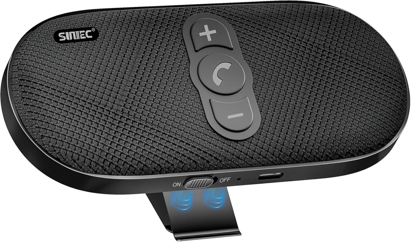 Bluetooth Car Speakerphone with 6W Output for Hands-Free Calls and Voi