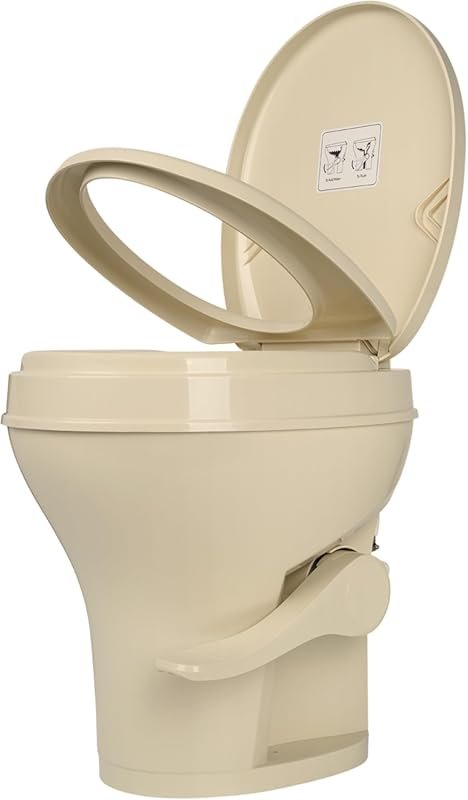 SEAFLO Bone Residential Height RV Toilet with Gravity Flush and Oversi