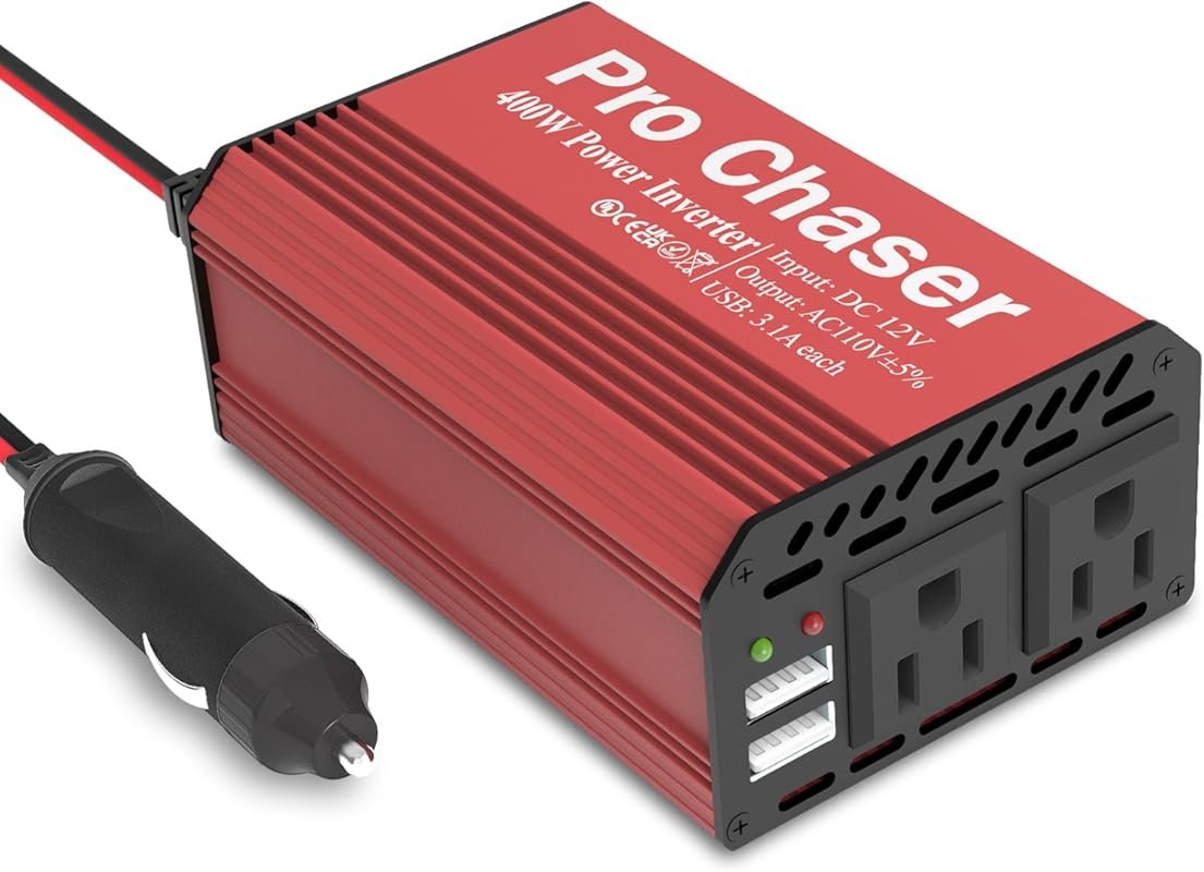 Pro Chaser 400W Power Inverter with USB Ports for RV and Vehicle Power