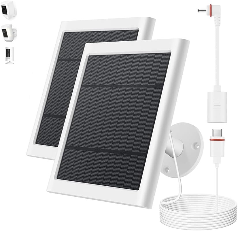 Ring Camera Solar Panel: 2-Pack 4W Charger with 10ft Cable and USB-C A