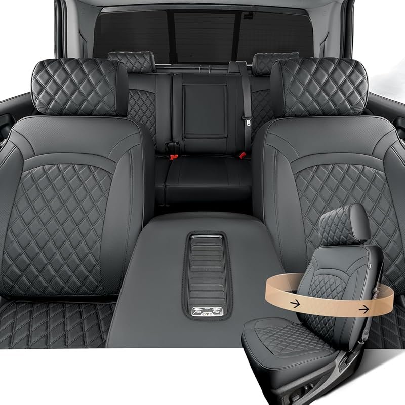 Full Set Black Waterproof Leather Seat Covers for Chevy Silverado & GM