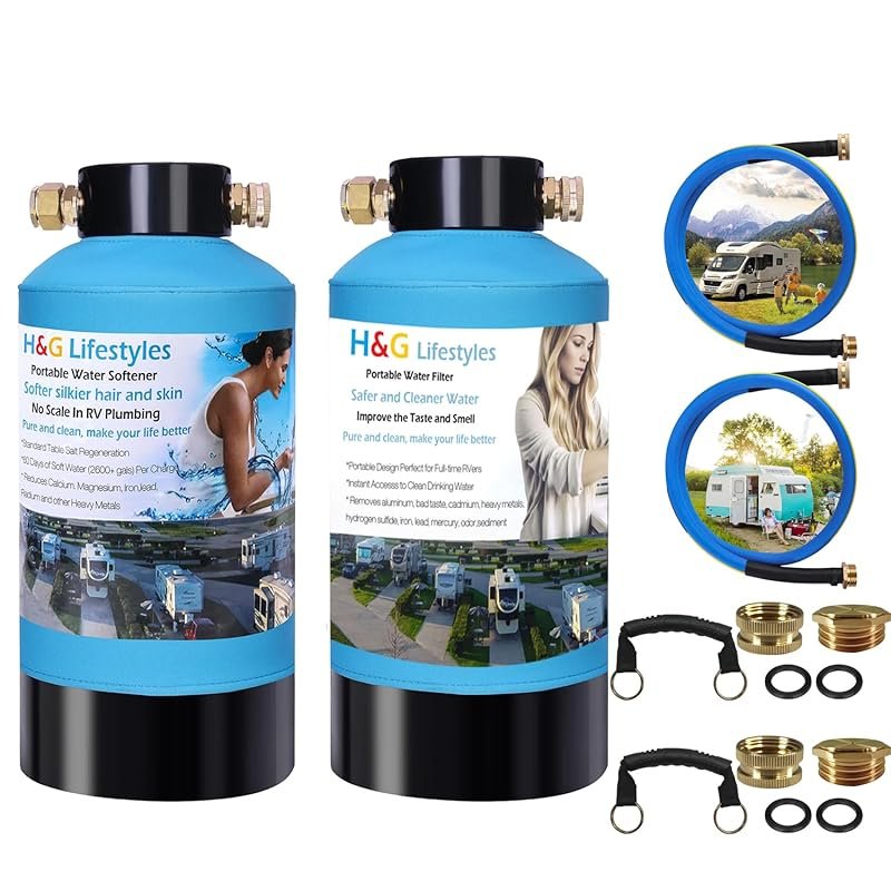 H&G Lifestyles Portable Water Softener Water Filter for RV Water Filte