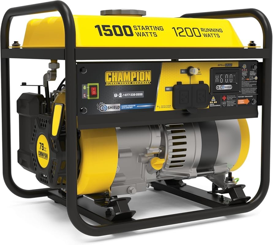 Champion 1500-watt portable generator with CO shield, ideal for tailga