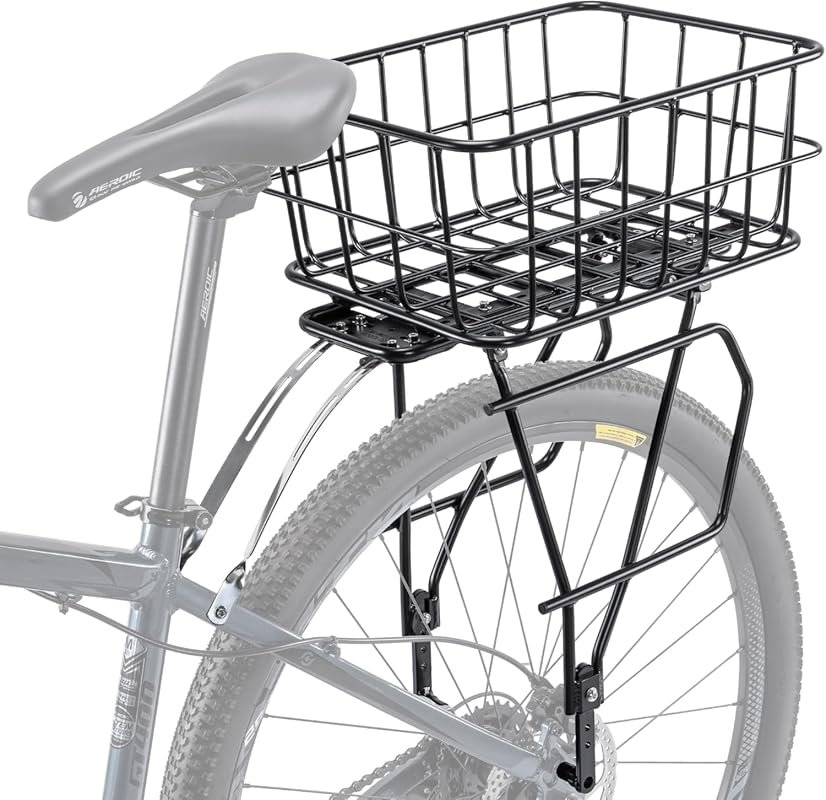 CXWXC Rear Touring Bike Rack with Basket for Disc and Non-Disc Brakes,