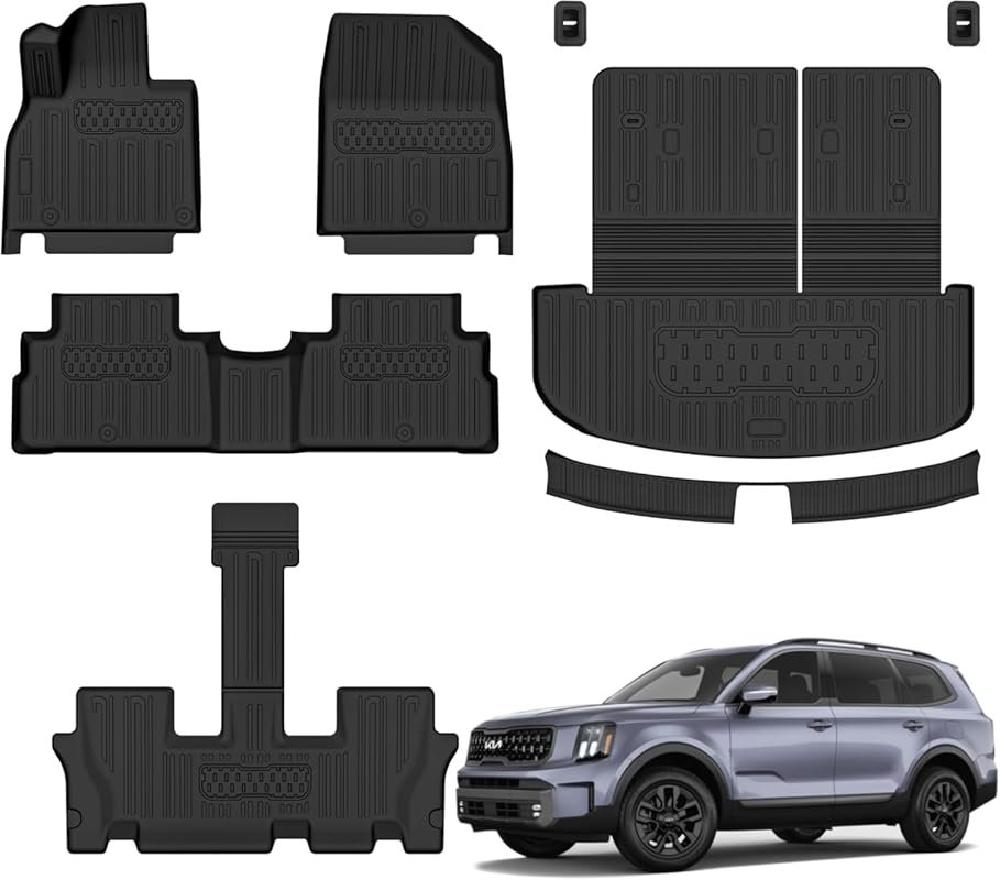 Custom Fit All-Weather TPE Floor Mats for All Rows of the 2020-2025 Ki