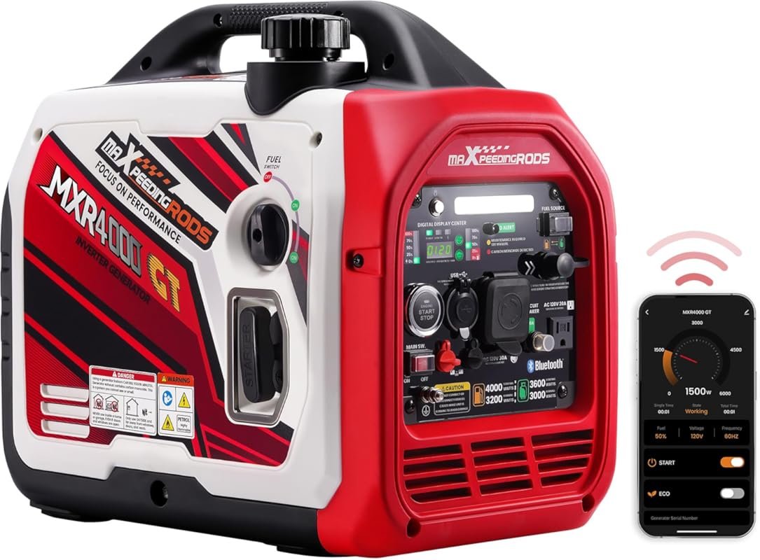 maXpeedingrods 4000 Watt Dual Fuel Inverter Generator with Bluetooth C