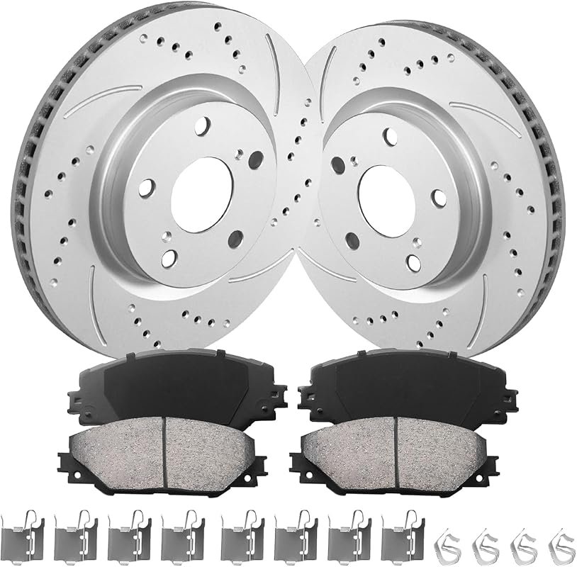Front Vented Brake Rotors & Carbon Ceramic Pads Kit for Toyota RAV4 20