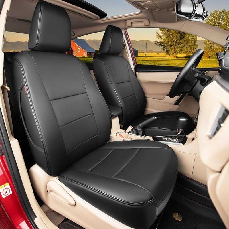 HKZ Fit Full Set Faux Leather Car Seat Covers for 2014 Toyota Corolla 