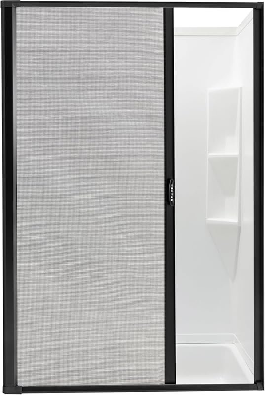 RecPro RV Retractable Rolling Shower Door with Woven Mesh and Vinyl in