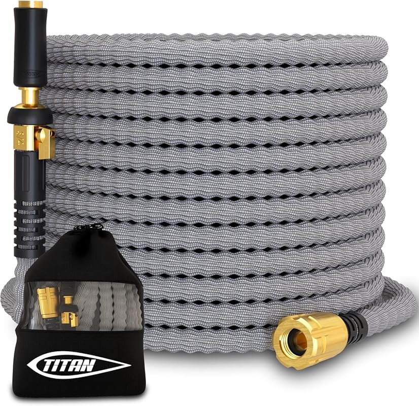 TITAN 7-Foot Flexible Garden Hose is Lightweight with Brass Fittings a