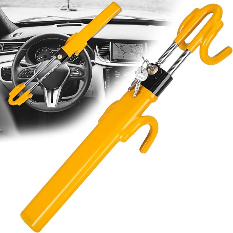 CARTMAN Heavy Duty Adjustable Steering Wheel Lock with 3 Keys for All 