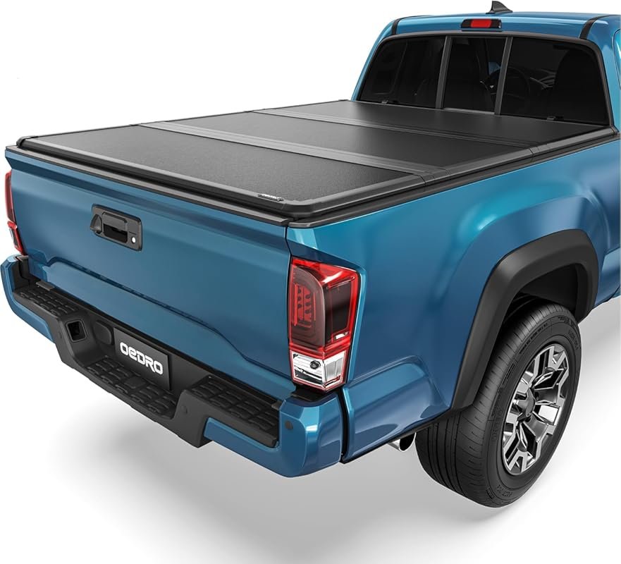 OEDRO FRP Hard Tri-fold Tonneau Cover Fold Truck Bed Covers Compatible