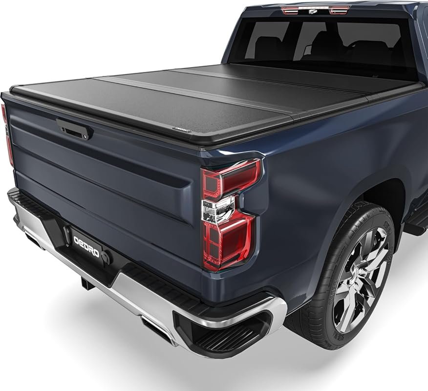 OEDRO FRP Hard Tri-fold Truck Bed Tonneau Cover Compatible with 2019