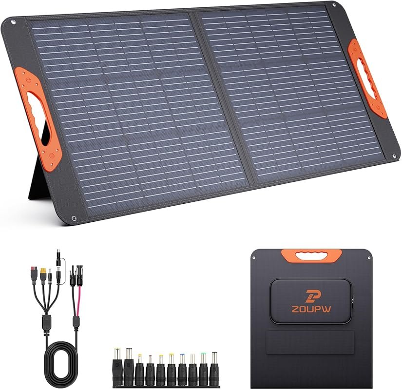 100W Portable Solar Panel: 23.5% Efficient with 5-in-1 Cable, IP67 Wat